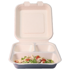 유즈잇 B033V 3칸 대형 샌드위치 치킨 볶음밥 포장 펄프 테이크아웃 용기, 50개, 1개