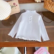 【洁白】兒童打底衫秋冬女童T恤小童韓版女寶半高領打底衫