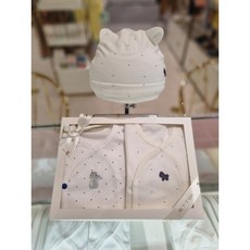 에뜨와 가볍고 편한 배냇저고리 가운 [] (용띠해출산선물)켄미 X라운배내저고리X비니모세트 (07R017001S26) 따뜻한 오가닉 내의 임신 출산 선물