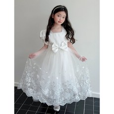 lsh white 女童 日系 輕白紗 畢業典禮禮服 公主連身裙