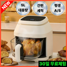 신제품 유리 에어프라이어 5L 저소음, 화이트, BR-D600