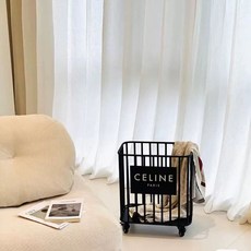 모던 세탁 스텐 이동식 북유럽 직각 세탁바구니 빨래바구니, D. 검정색 대형 48x28x53