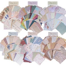 디자인페이퍼 Design Paper 레트로 꽃무늬 콜라주 소재지 360매 세트