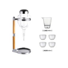 日本衕款清酒酒具冰酒壺冷酒器套裝，滴漏式溫酒壺龍頭分酒器醒酒器，日式冰酒壺分酒器, 1個, 清酒器銀色款+4小杯+1公杯