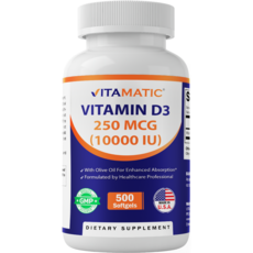 비타매틱 비타민 D3 10 000 IU 250 mcg, 1개, 500회분