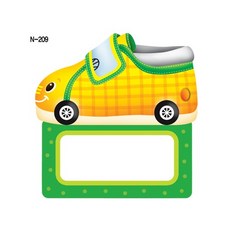 미니 붕붕이 옐로우 공용 신발장 이름표 스티커 10개 초등학교 유치원 어린이집 신발 사물함 네임스티커, 단품