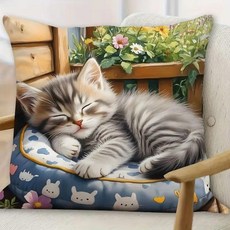 귀여운 잠자는 고양이 프린트 베개 직사각형 소파 거실 장식 쿠션 코어 창문 좌석 등받이, L. SBSA060512