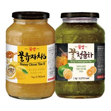 꽃샘 꿀유자차 + 꿀청귤차, 1세트, 2개입, 1kg