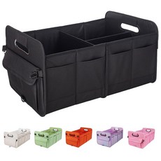 SUV 세단용 접이식 액세서 조절 자동차 정리함 방수 보관함 트렁크 정리함 스트랩 가능한, Black, Medium (35L)