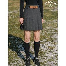 맥케이슨 여성 가죽비죠 주름 스커트 블랙 MDW4PC610BLK