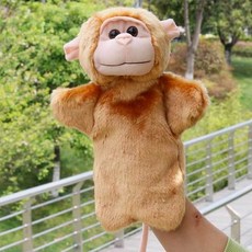 動物手套 幼兒園表演講故事腹語動物手偶 親子遊戲表演道具安撫手偶玩具, 1個, 猴媽媽