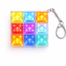 키플릭 테트리스 LED 딸깍이 키캡 키링 9구 키보드 클리커, 레인보우, 딸깍이9구