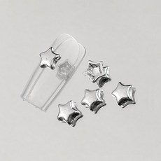키치 통통 입체 메탈 오각별 네일파츠 (5개입), 1개, 02 실버 대 (5개입)