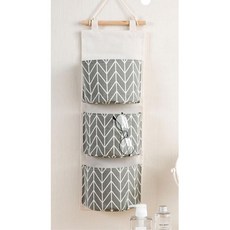 파우더룸 소품 분리수납 벽걸이 인테리어 방수페브릭 3단 포켓 정리함 멀티 수납함, 그린