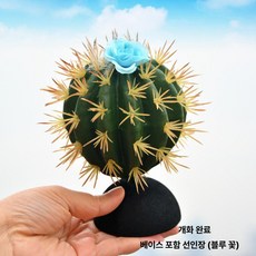 머스코 자동차 선인장모형 안테나 볼 장식용품, 블루 플라워 선인장 받침대 포함