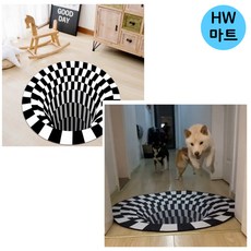 트릭아이 강아지 낚시 착시효과 3D 입체 함정 착시매트 80cm