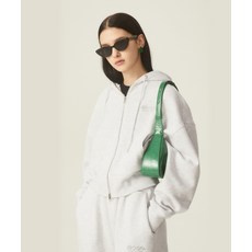 매장정품 오드스튜디오 ODDSTUDIO ODSD 로고 스웨트 크롭 후드집업 - WHITE MELANGE OO2FFHU101 126375