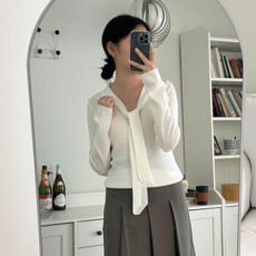 투디 여리핏 베이직 브이넥 세일러 타이 니트 오피스룩 하객룩 데일리 5컬러