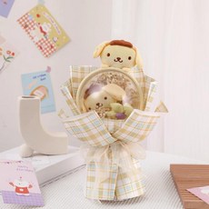 인형 꽃다발 보보볼 티안싱 졸업 선물 축제 기념, 3. E31-14cm 노란색+선물가방+라이트