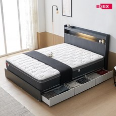 액티브 템바보드 LED 서랍형 침대 SS-매트리스제외, 화이트
