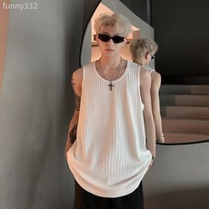 肌理感背心男士2025夏季新款美式潮牌運動寬鬆打底無袖坎肩男裝潮
