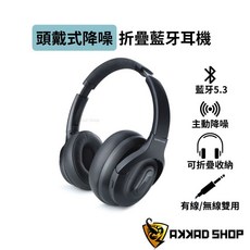 RONEVER 頭戴折疊藍牙耳機 ANC主動降噪 有線無線雙用, 鐵灰