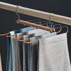 折疊式實木防滑5格褲架 B款, 1個, 銀色