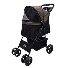 뽀또펫 경량 강아지 개모차 일체형 폴딩 펫 유모차, 블랙+브라운, 1개