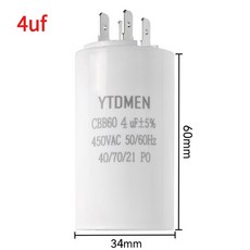 CBB60 450VAC 460F 5% 4핀 이중 삽입 모터 작동 커패시터 에어컨냉장고펌프용 5060Hz, 4uf, 1개