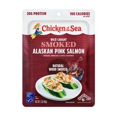 치킨 오브 더 씨 알래스카 훈제 연어 3 온스 파우치 (1 Chicken of the Sea Alaskan Smoked Salmon 3 Ounce Pouch (Pack of 1, 3 온스 (1팩), 1개