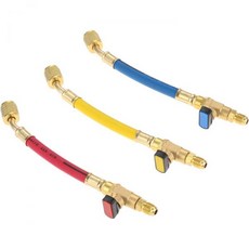 R134A R22 R12 냉매 충전 호스 7인치 길이 볼 밸브 포함 3가지 색상으로 구분된 HVAC 1 4인치 SAE 나사산 수 암 2351412