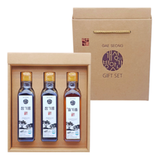 개성방앗간 참기름2병+들기름1병 3입 선물세트, 3개, 180ml