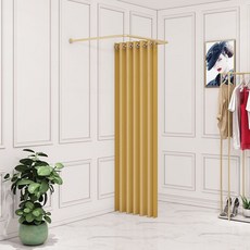 格森試衣間門簾落地展示架：服裝店專用可移動更衣室 簡易安裝 提升購物體驗, 香檳金加厚遮光布,寬80深80高200釐米金色杆