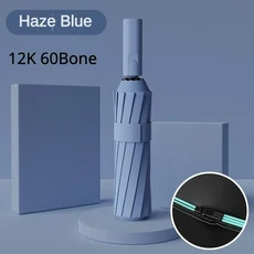 남성과 여성을 위한 초강력 방풍 자동 우산 72 본 대형 방수 태양 자외선 차단 접이식 비, Haze Blue (60