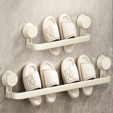 흡착식 이동식 욕실화 거치대 슬리퍼 보관 일체형 벽걸이 욕실 무타공 수납 정리, 1개, 화이트 1인용
