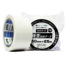 커트에이스(흰색) CFW 50mmx25m 끈적이 적은 무잔사 이지컷 마스킹 보양테이프, 1개