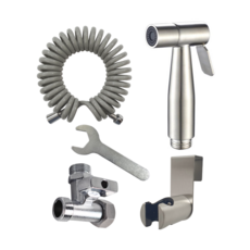 바스텔러 욕실 스프레이건 그레이 3.5m 세트 화장실 청소건 스텐 미니건 호스 변기걸이, 1세트