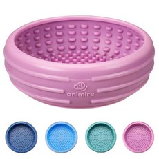 Animire 강아지 핥기 그릇 강아지용 프리즈 릭 매트 미끄럼 방지 슬로우 피더 핥기 그릇 산만 불안 완화를 위한 농축 간식 식품 등급 실리콘 식기세척기 사용 가능(, 파스텔 퍼플