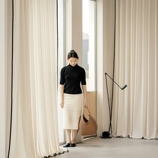 복고 스타일 스트라이프 린넨 쉬폰 커튼