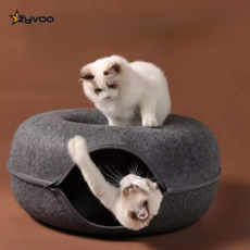 Zyvoo 도넛형 고양이숨숨집 고양이놀이터, 진회색, S, 1개