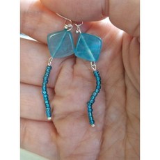 設計款夢幻藍色魔鬼魚天河石琉璃耳勾，精緻優雅，展現獨特品味，提升您的個人魅力, 1個