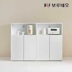 보루네오 키첸 주방수납장 1600 M세트 슬림 부엌 키큰 팬트리장 선반, 화이트화이트 KCS29