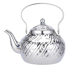 SANQIAHOME 앤티크 1.4L 45온스 스테인리스 스틸 찻주전자 인퓨저 실버 262441, 실버(D)