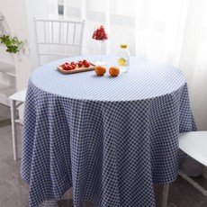 준하마켓 프렌치피크닉매트 돗자리 린넨피크닉매트, 1개, 100x150cm, 블루 0.5cm 체크