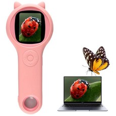 Crspexil 현미경 디지털 돋보기 고정 5.1cm(2인치) IPS 눈 보호 스크린 2MP 줌 버튼 4개 500배 배율 LED 조명 8개 크리스마스 생일 에듀