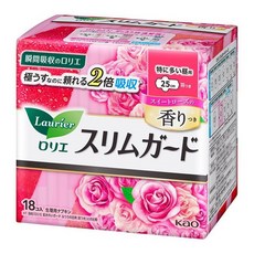 【日本花王】Laurier 零觸感薄型衛生棉 玫瑰香 量多日用 輕柔舒適, 25 cm, 18, 1包