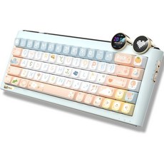 FOPATO D68 게이밍 키보드 68% RGB 핫 스왑 가능 개스킷 구조 3-모드 기계식 68키 블루투스 무선 키보드선형 스위치 포함 PBT 키캡 윈도우 맥용 화면녹색, Green, 텐키리스