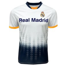 키즈 레알 마드리드 축구 셔츠 - 청소년 반소매 상의 화이트 화이트. S