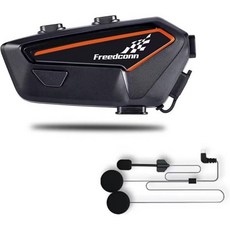 FreedConn QC 블루투스 5.2 오토바이 헤드셋 헬멧 헤드폰 스피커 강력한 저음 1100mAh 배터리 핸즈프리 이어폰 내장 마이크 IP67 방수 음악 통화 제어 Siri
