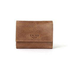 CALTAN 真皮中夾 迷你小文青雙扣皮夾